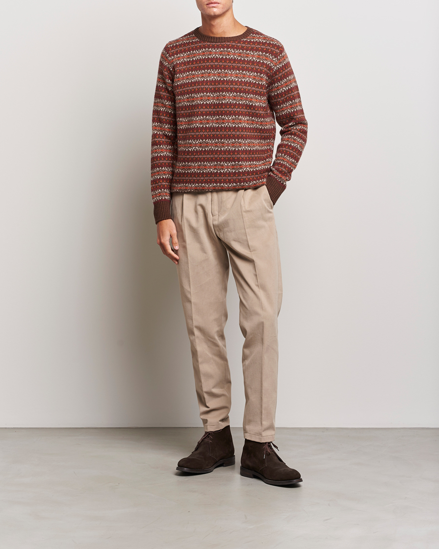 Homme | Pulls Et Tricots | Oscar Jacobson | Pete Fairisle Wool/Cashmere Crewneck Red