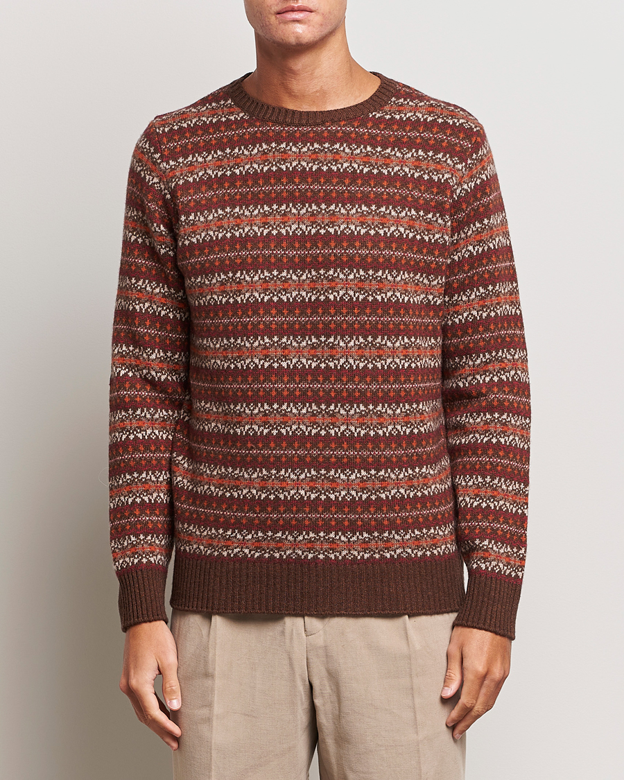 Homme | Pulls Et Tricots | Oscar Jacobson | Pete Fairisle Wool/Cashmere Crewneck Red