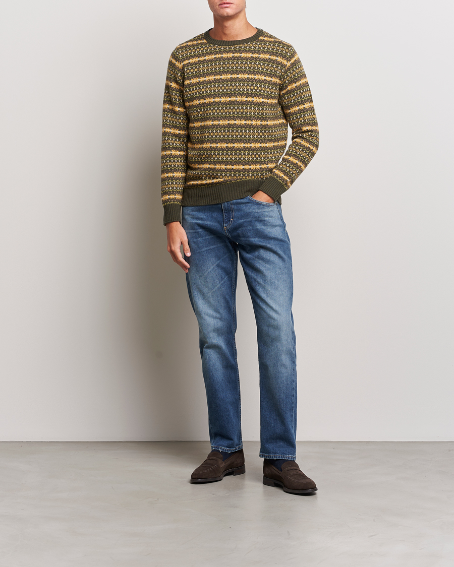 Homme | Pulls Et Tricots | Oscar Jacobson | Pete Fairisle Wool/Cashmere Crewneck Green