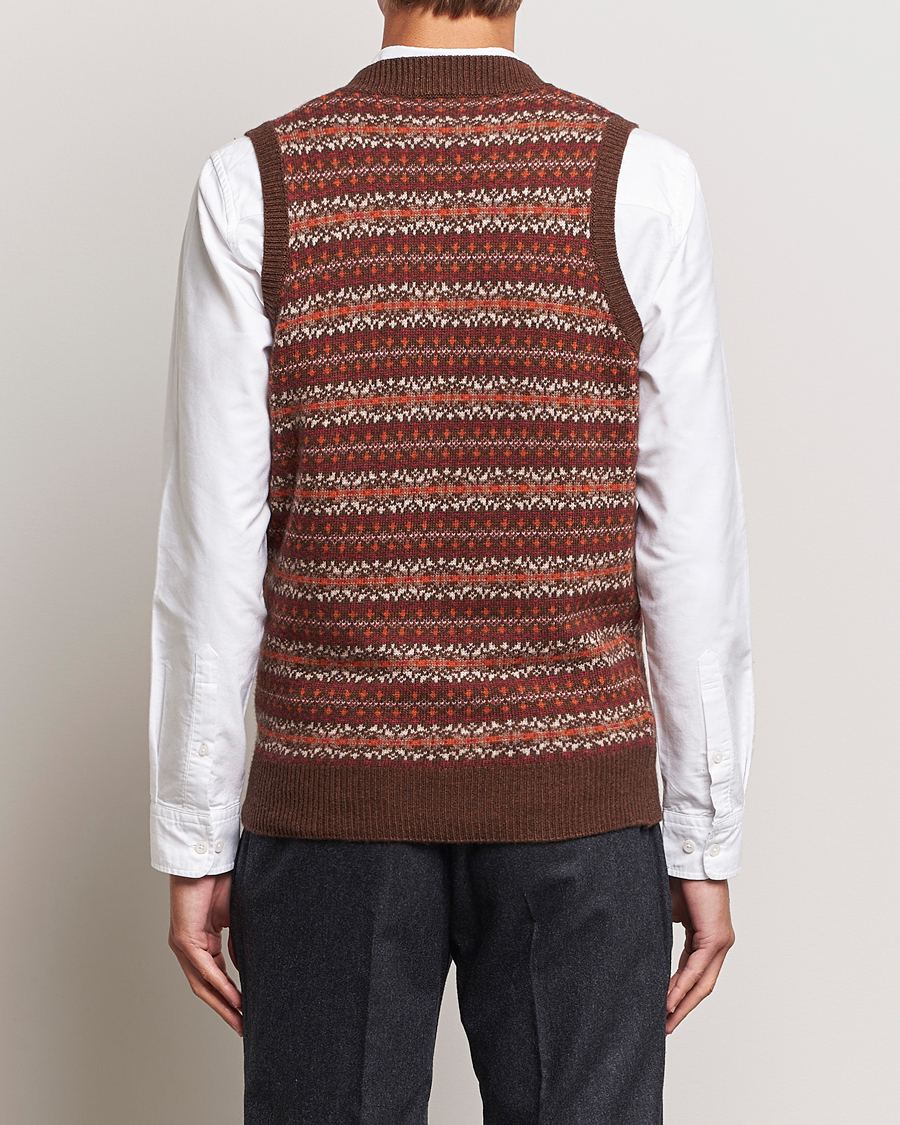 Homme | Pulls Et Tricots | Oscar Jacobson | Lucas Fairisle Wool/Cashmere Vest Red