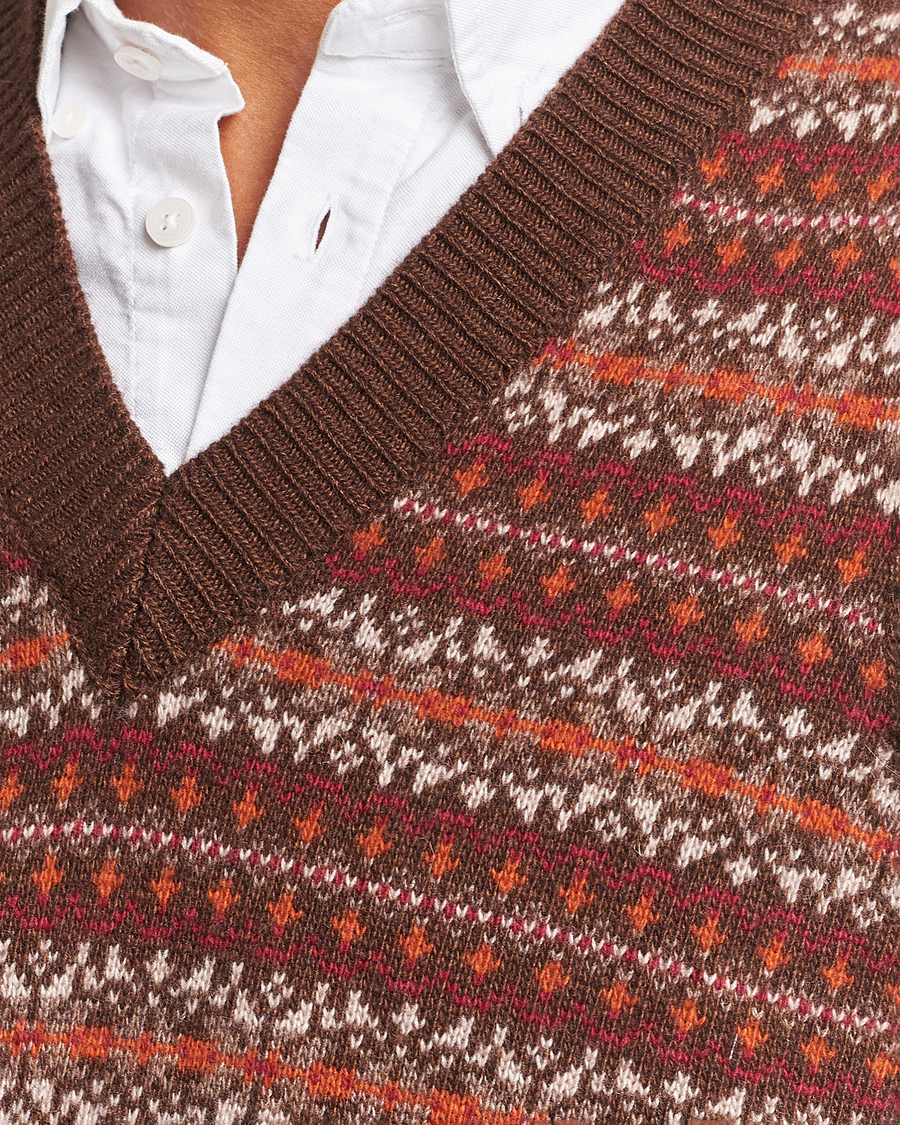 Homme | Pulls Et Tricots | Oscar Jacobson | Lucas Fairisle Wool/Cashmere Vest Red
