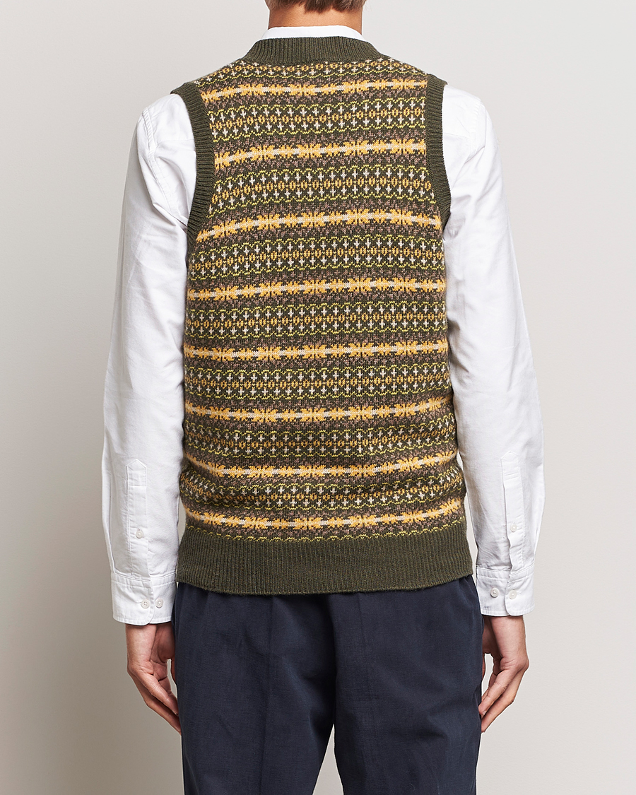 Homme | Pulls Et Tricots | Oscar Jacobson | Lucas Fairisle Wool/Cashmere Vest Green
