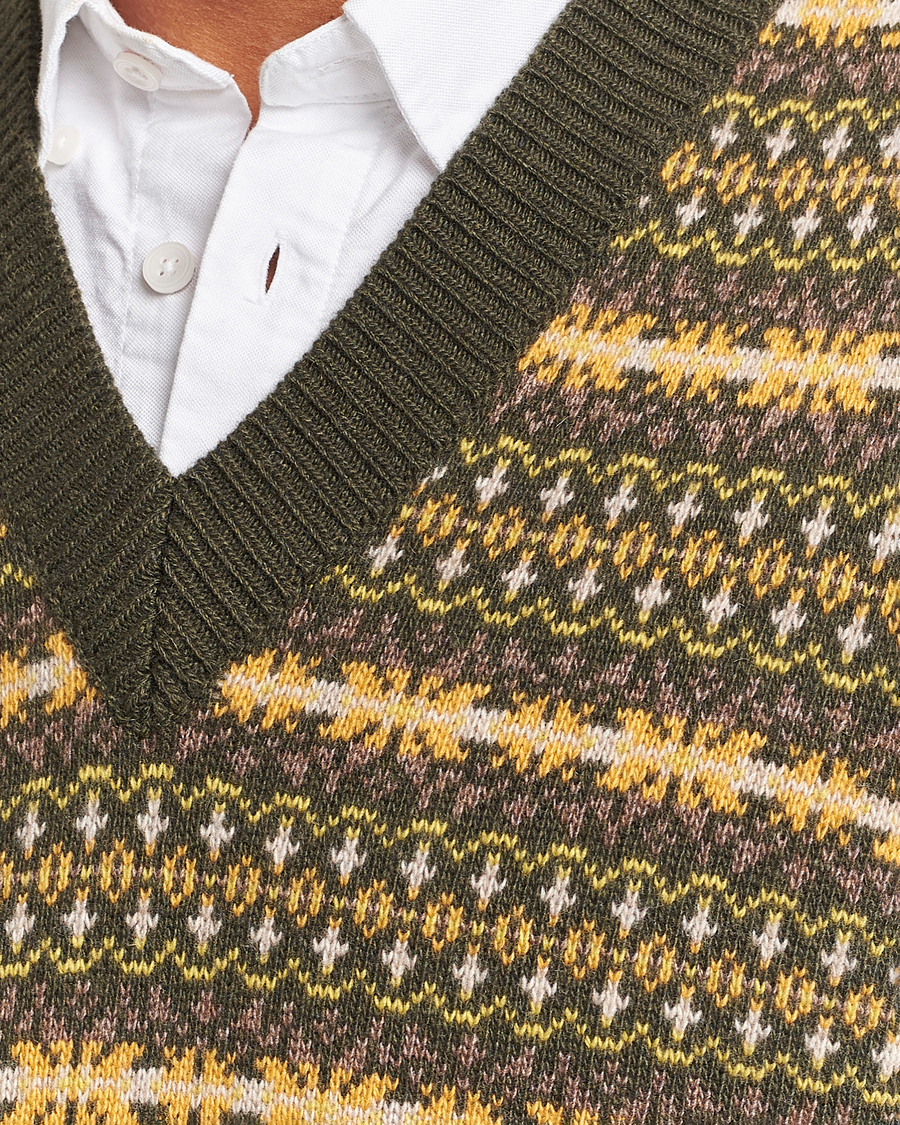 Homme | Pulls Et Tricots | Oscar Jacobson | Lucas Fairisle Wool/Cashmere Vest Green