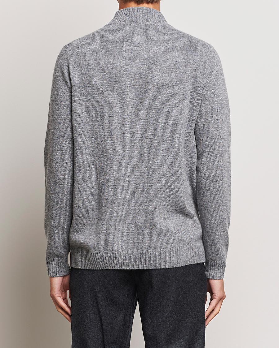 Homme | Pulls Et Tricots | Oscar Jacobson | Percy Wool/Cashmere Knitted Half Zip Grey Melange