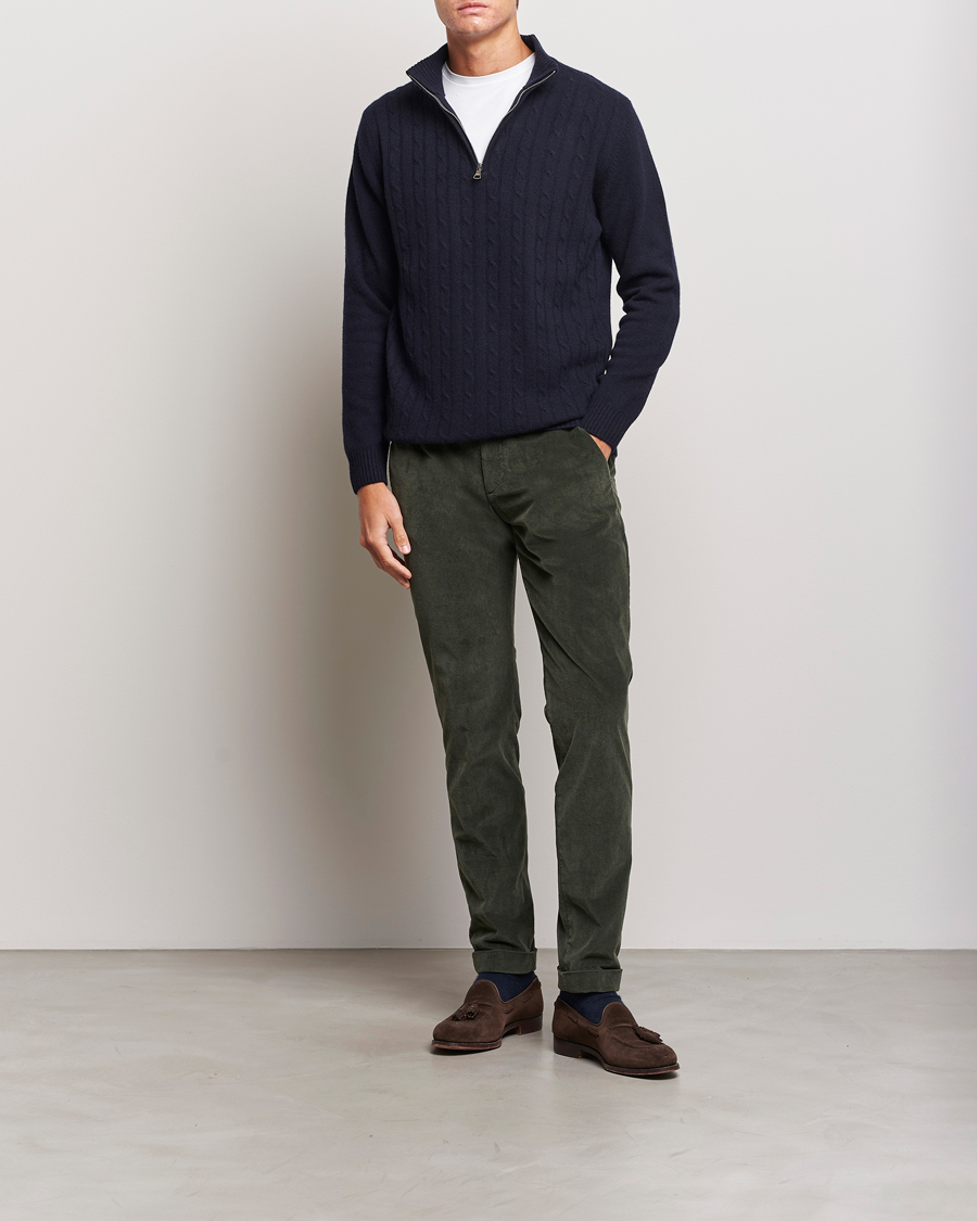 Homme | Pulls Et Tricots | Oscar Jacobson | Percy Wool/Cashmere Knitted Half Zip Navy