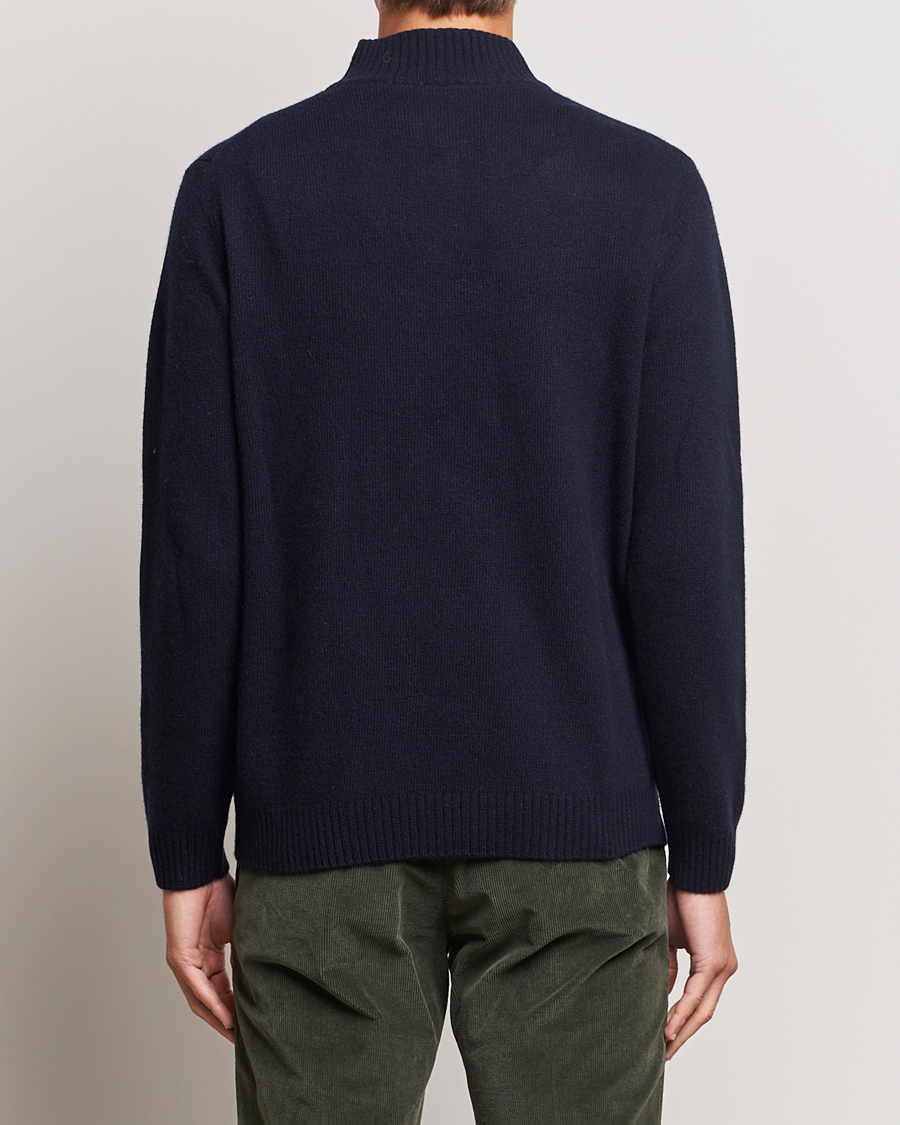 Homme | Pulls Et Tricots | Oscar Jacobson | Percy Wool/Cashmere Knitted Half Zip Navy