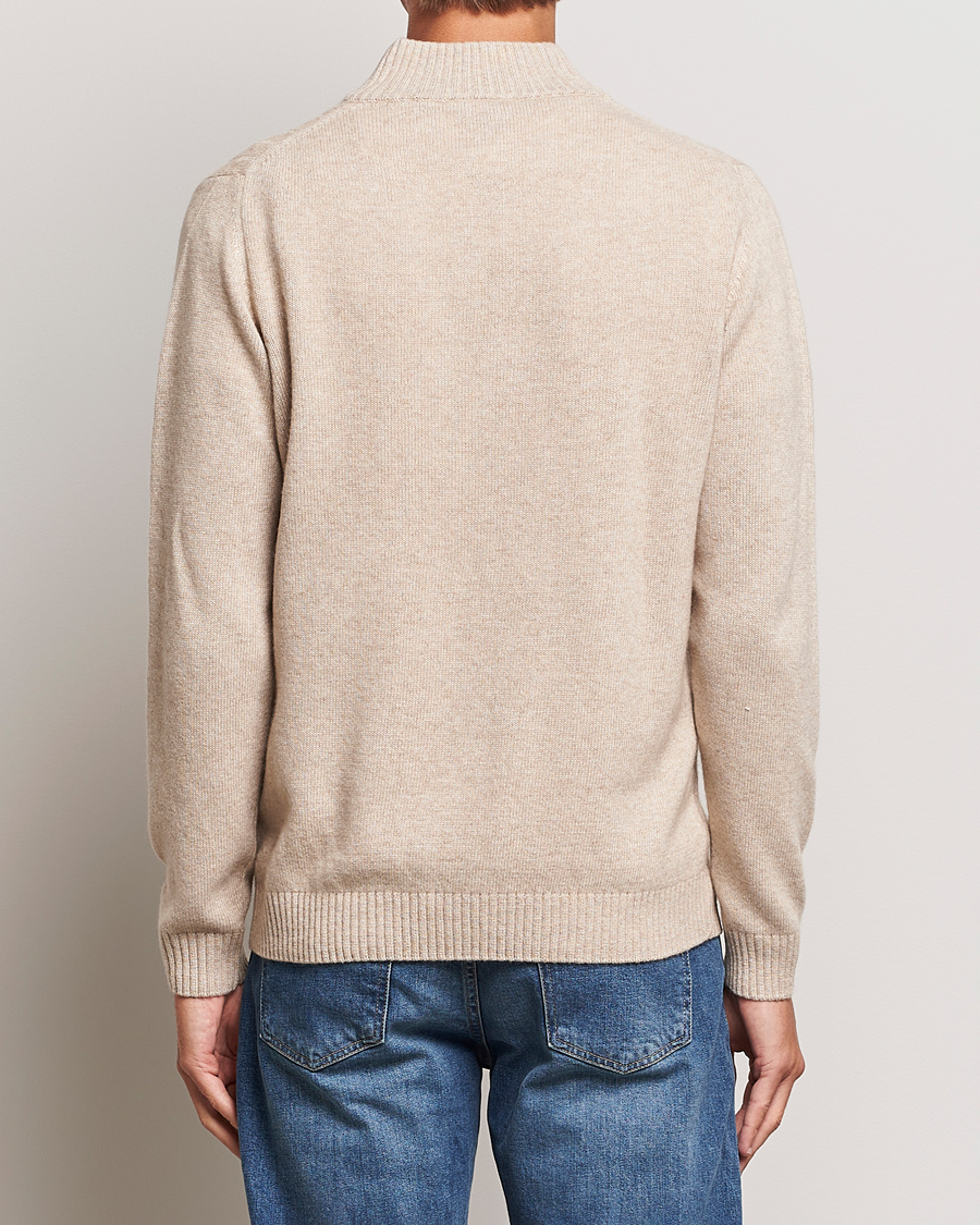 Homme | Pulls Et Tricots | Oscar Jacobson | Percy Wool/Cashmere Knitted Half Zip Beige
