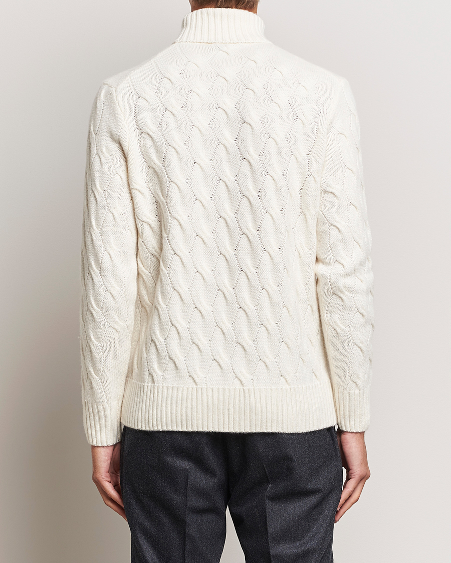 Homme | Pulls Et Tricots | Oscar Jacobson | Seth Heavy Knitted Wool/Cashmere Cable Rollneck White