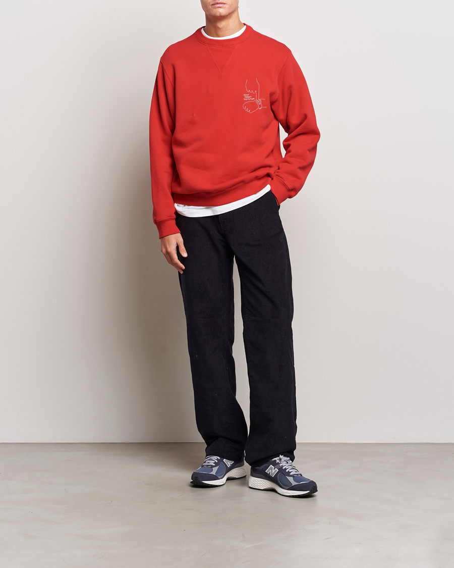 Homme | Pulls Et Tricots | Nudie Jeans | Lasse Future Crew Neck Sweatshirt Red Alert