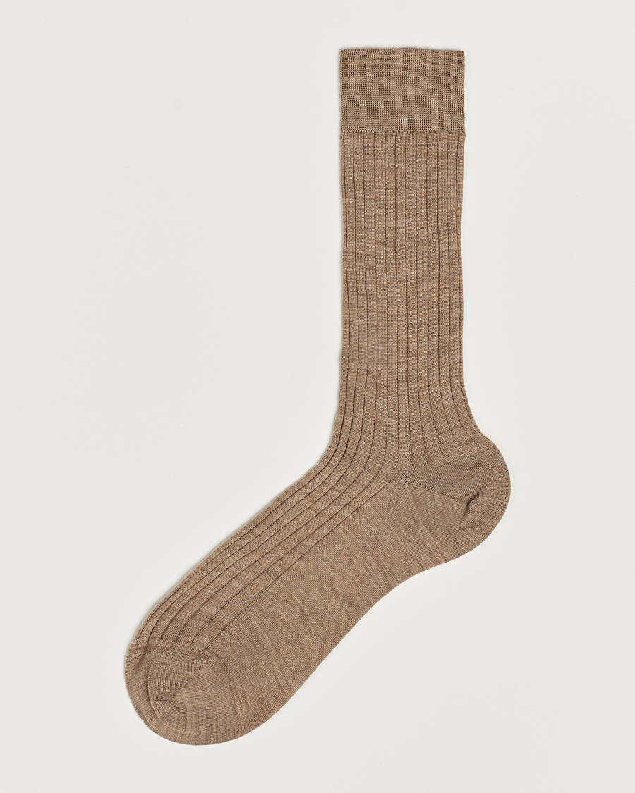 Homme | Sous-Vêtements Et Chaussettes | Bresciani | Wool/Nylon Ribbed Short Socks Beige Melange