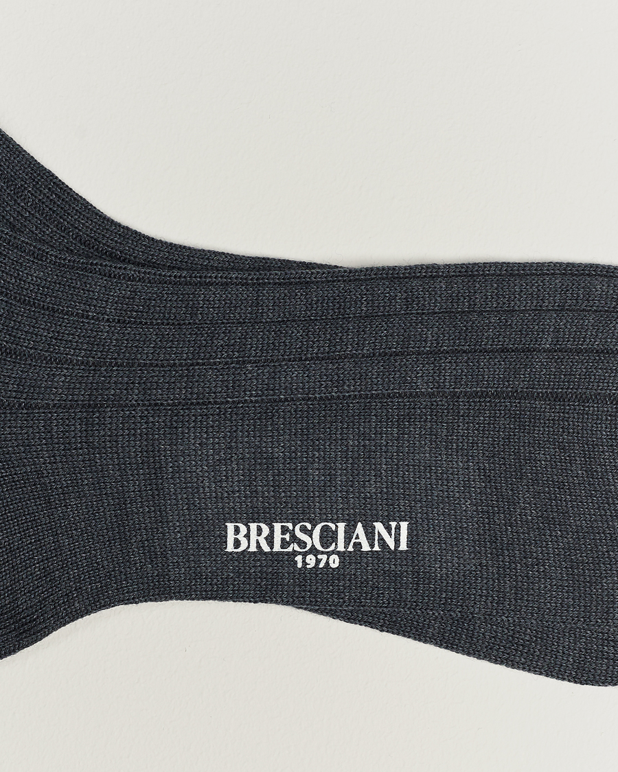 Homme |  | Bresciani | Wool/Nylon Heavy Ribbed Socks Grey Melange