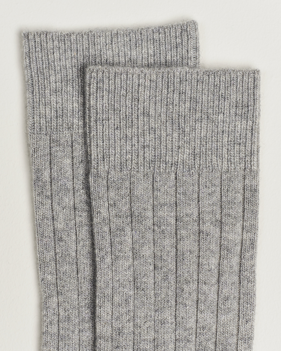 Homme |  | Bresciani | Wool/Cashmerer Ribbed Socks Light Grey