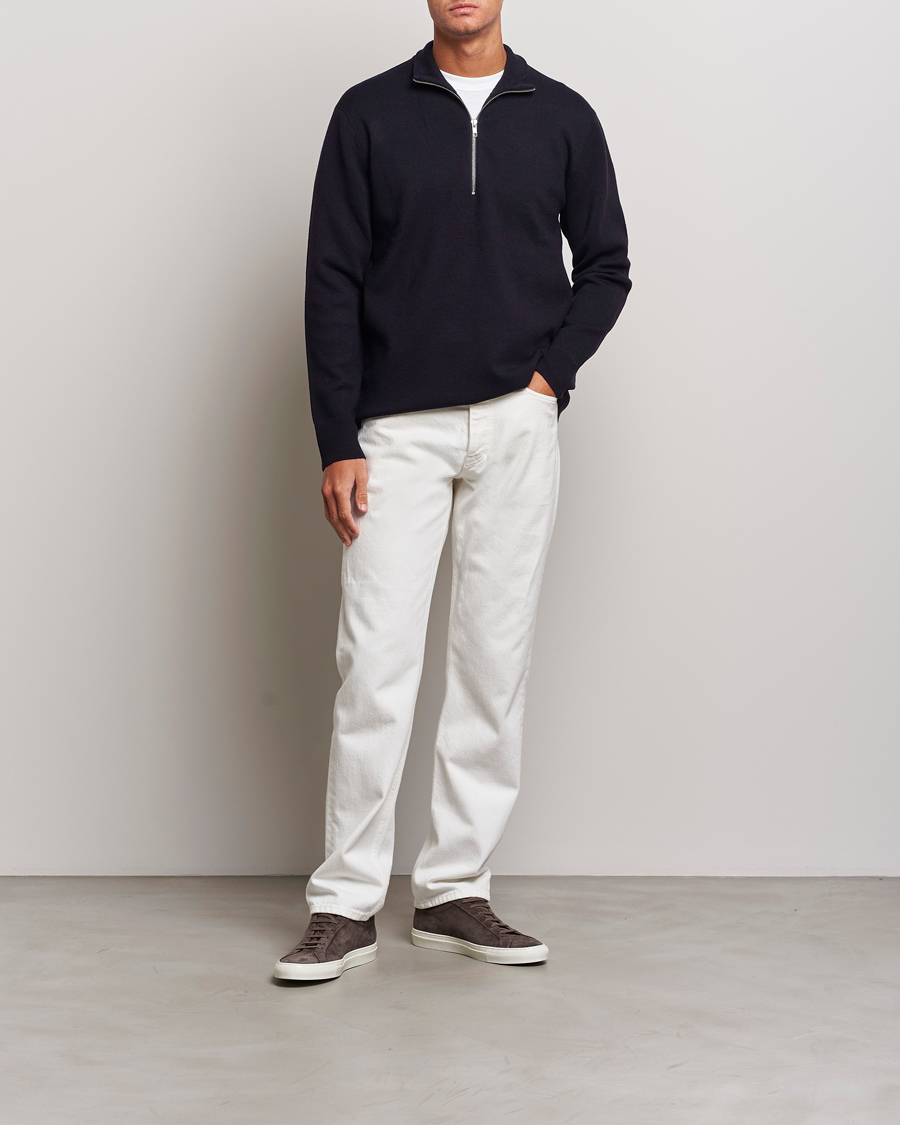 Homme | Pulls Et Tricots | NN07 | Harald Cotton/Modal Half Zip Navy Blue