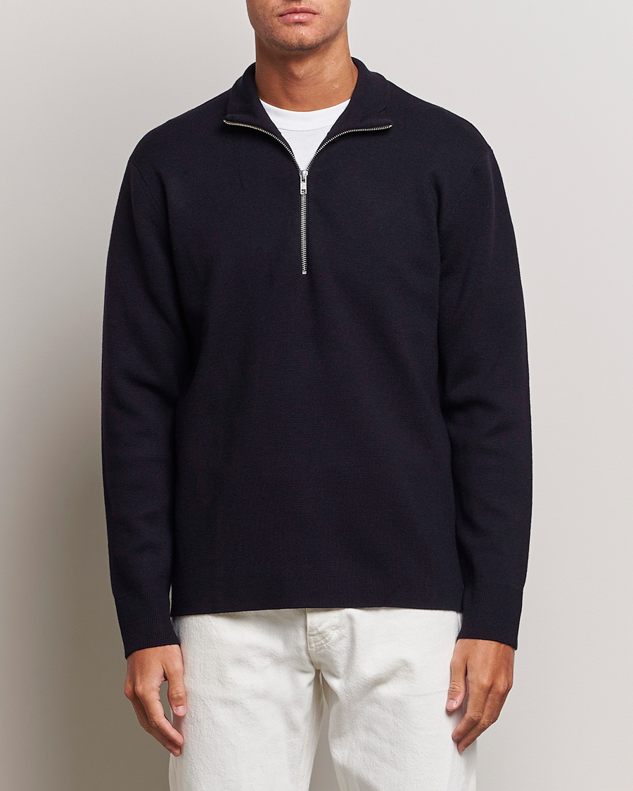 Homme | Pulls Et Tricots | NN07 | Harald Cotton/Modal Half Zip Navy Blue