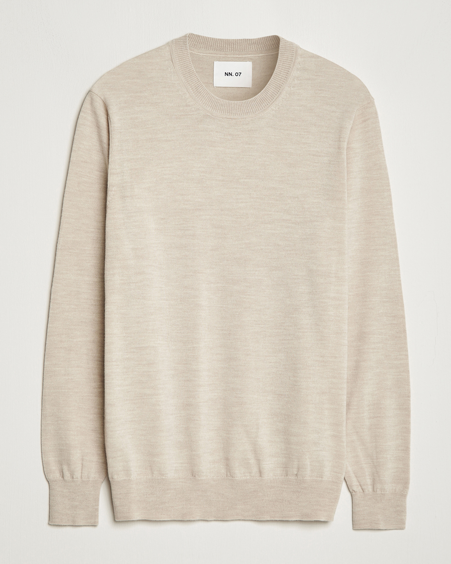 Homme | Pulls Et Tricots | NN07 | Ted Merino Crew Neck Pullover Light Khaki Melange