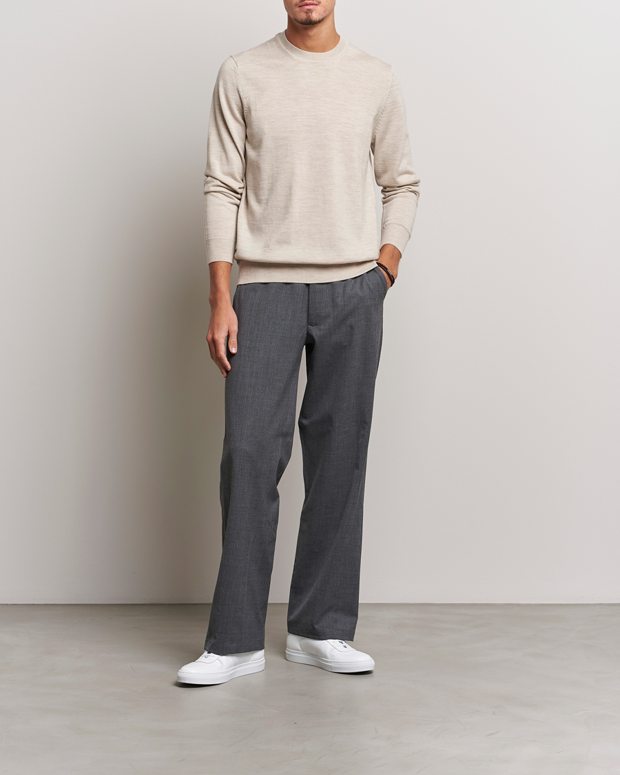 Homme | Pulls Et Tricots | NN07 | Ted Merino Crew Neck Pullover Light Khaki Melange