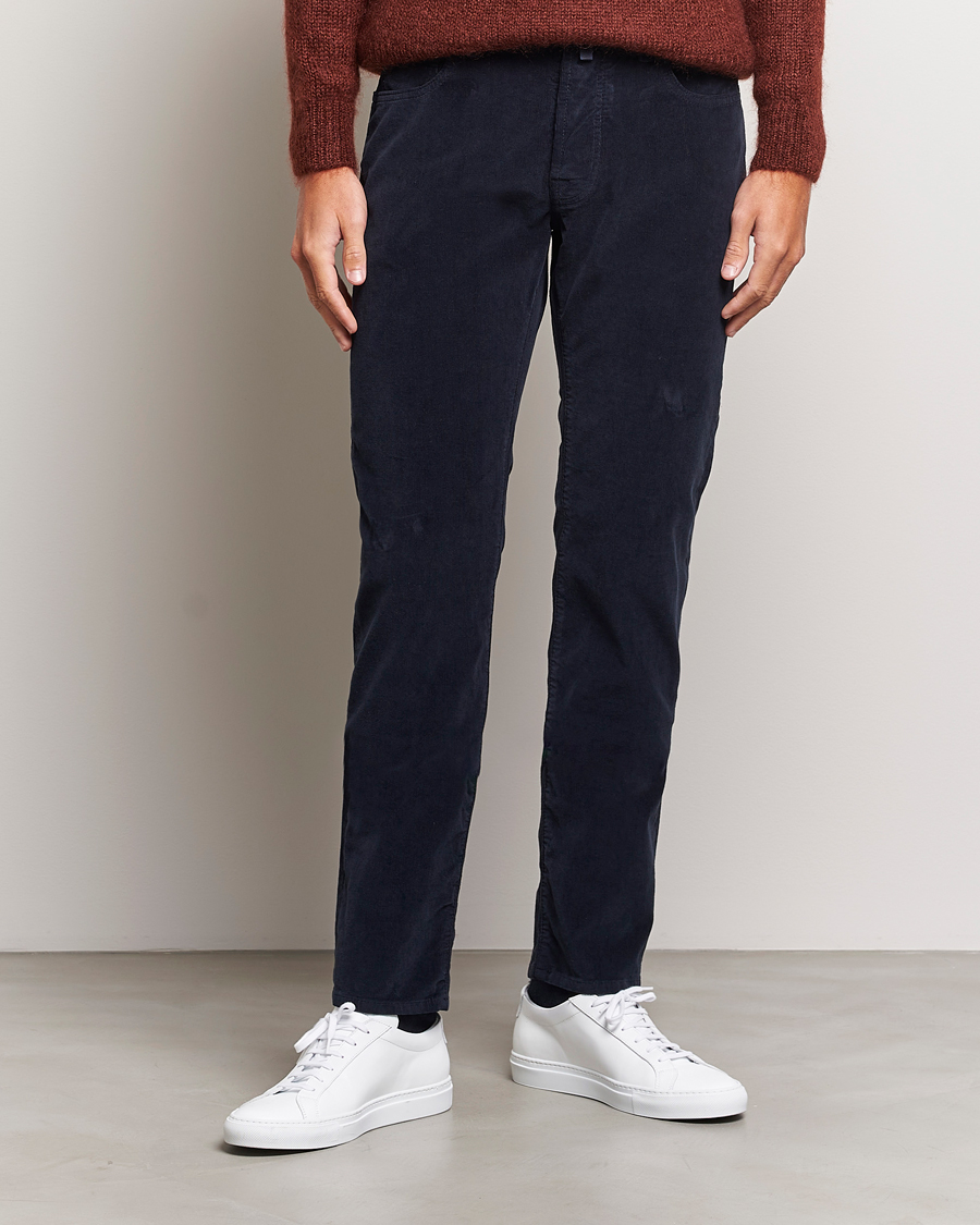Homme | Pantalons | Jacob Cohën | Bard 5-Pocket Corduroy Trousers Navy