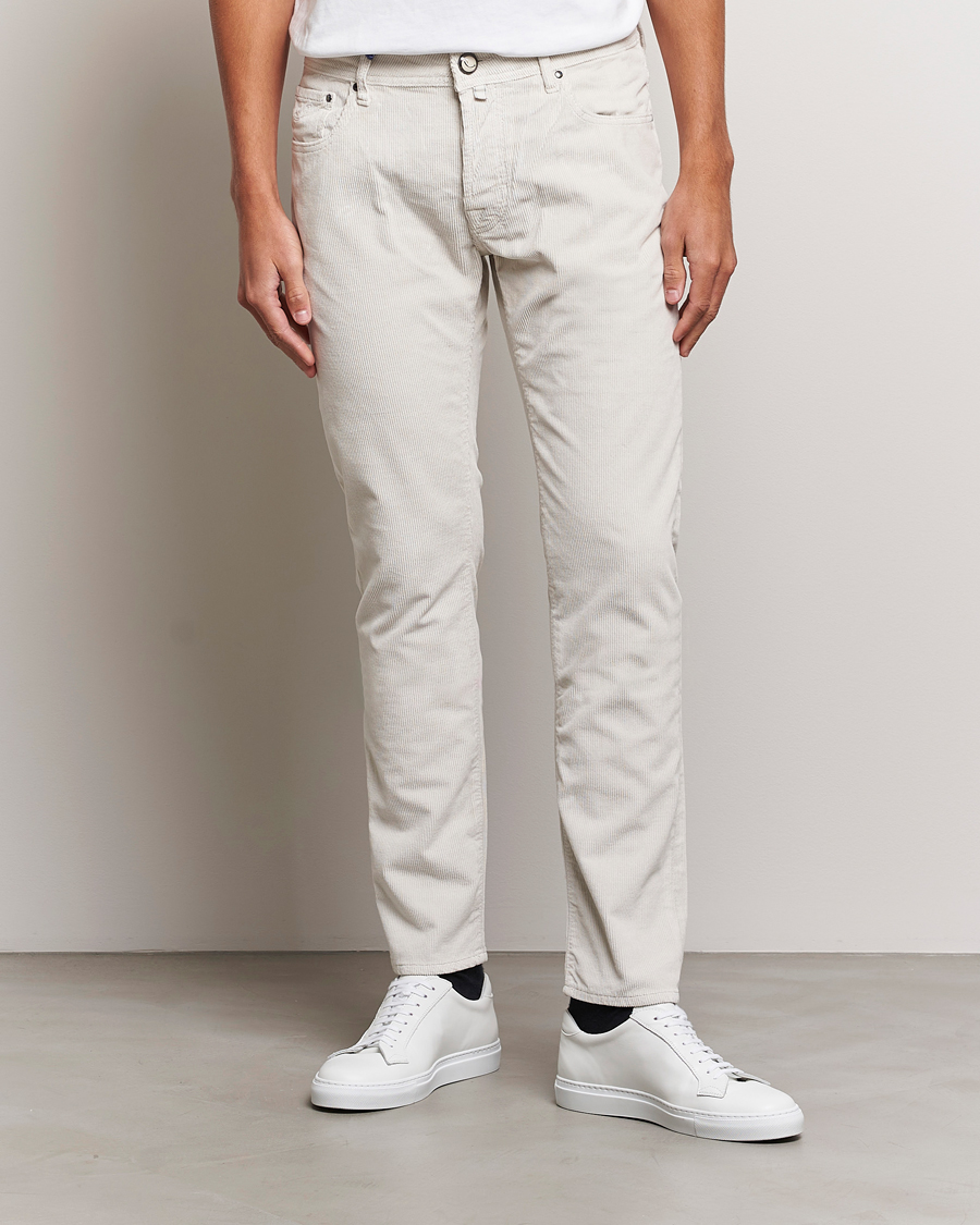 Homme | Pantalons | Jacob Cohën | Bard 5-Pocket Medium Corduroy Trousers Off White