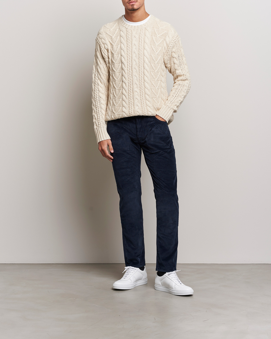 Homme | Pantalons | Jacob Cohën | Bard 5-Pocket Medium Corduroy Trousers Navy