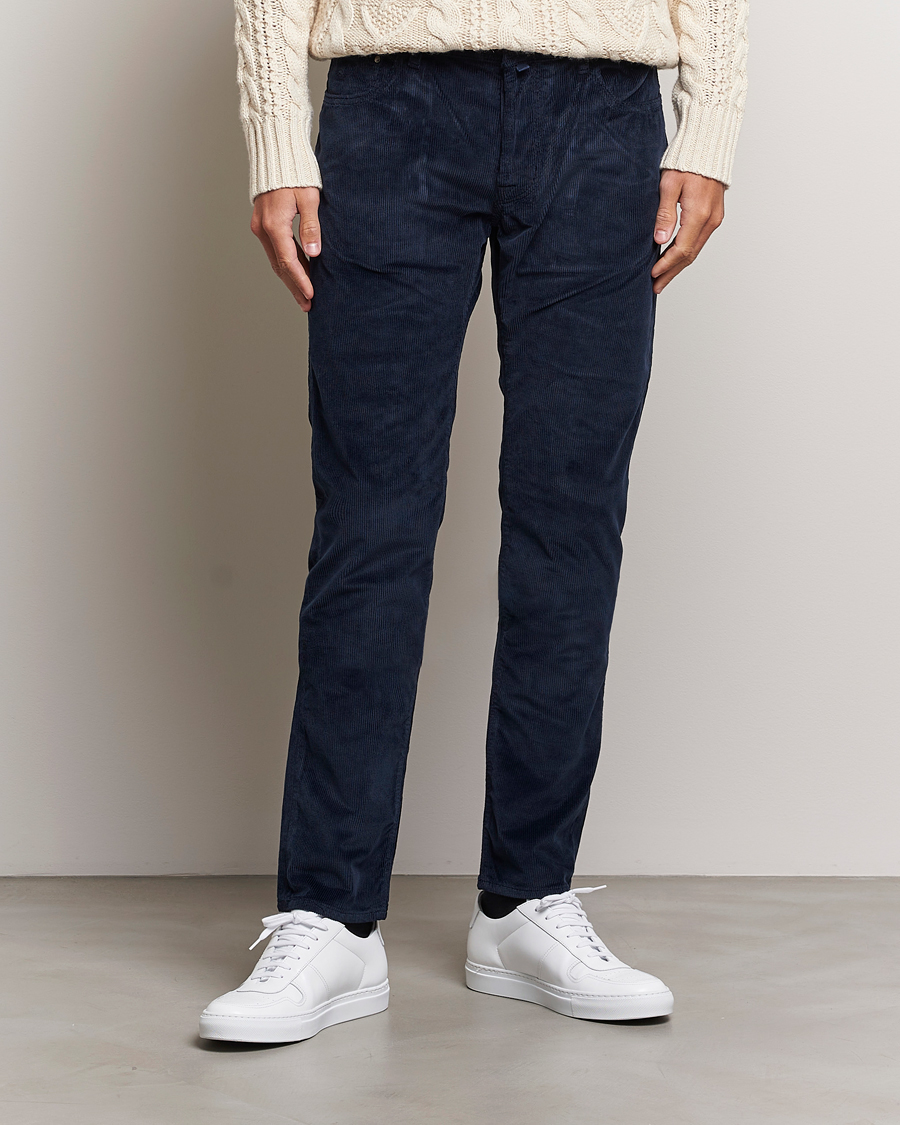 Homme | Pantalons | Jacob Cohën | Bard 5-Pocket Medium Corduroy Trousers Navy