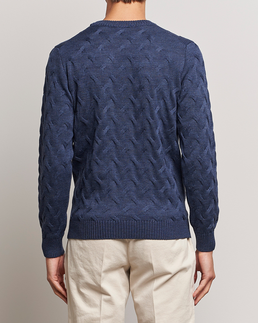 Homme | Pulls Et Tricots | Stenströms | Heavy Cable Merino Crew Neck Blue