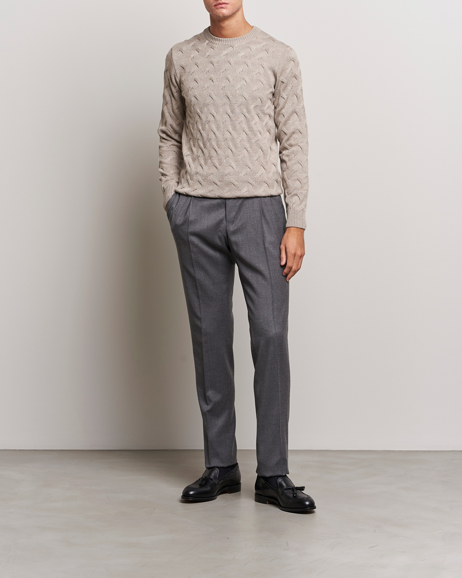 Homme | Pulls Et Tricots | Stenströms | Heavy Cable Merino Crew Neck Beige