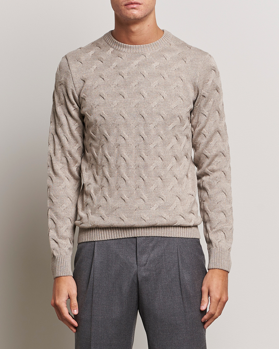 Homme | Pulls Et Tricots | Stenströms | Heavy Cable Merino Crew Neck Beige