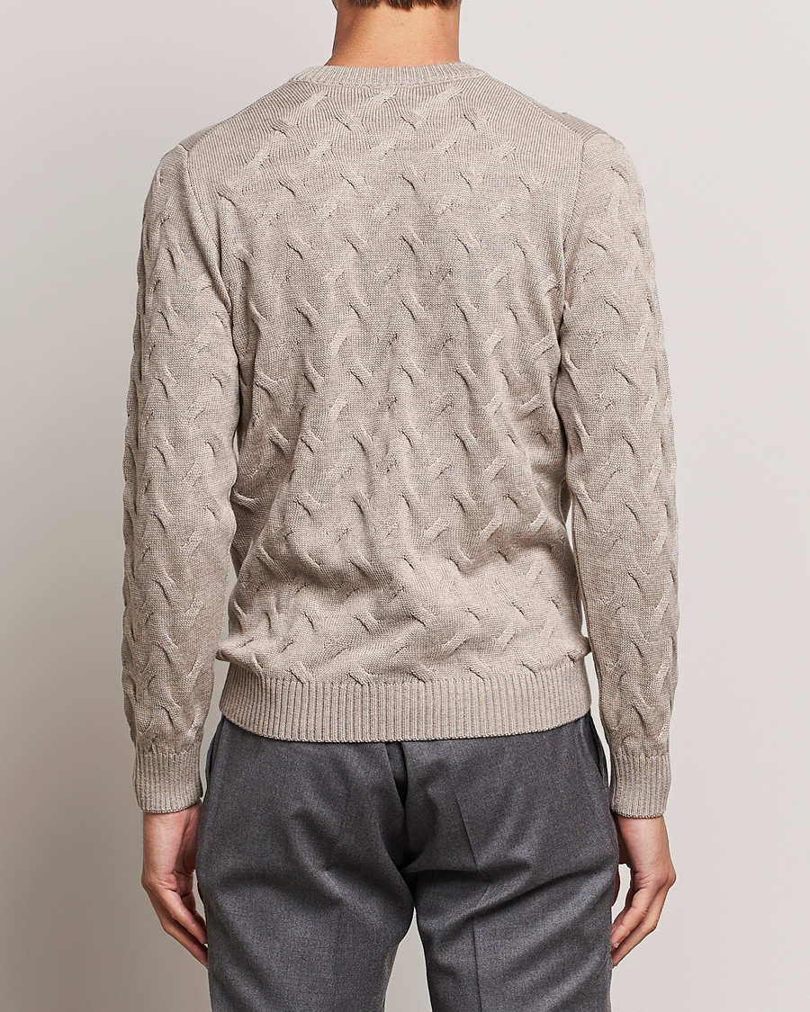 Homme | Pulls Et Tricots | Stenströms | Heavy Cable Merino Crew Neck Beige