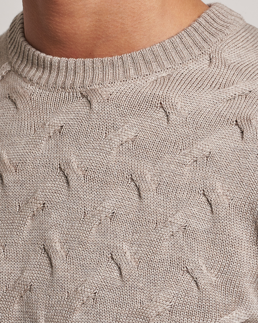 Homme | Pulls Et Tricots | Stenströms | Heavy Cable Merino Crew Neck Beige