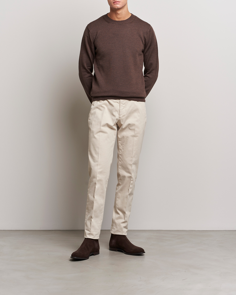 Homme | Pulls Et Tricots | Stenströms | Chunky Merino Crew Neck Brown