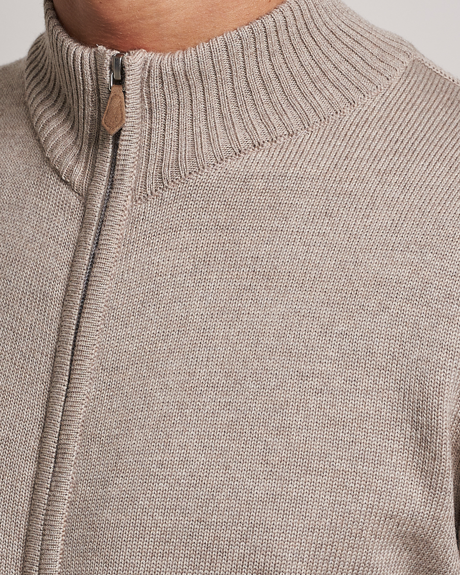 Homme | Pulls Et Tricots | Stenströms | Chunky Merino Full Zip Cardigan Beige