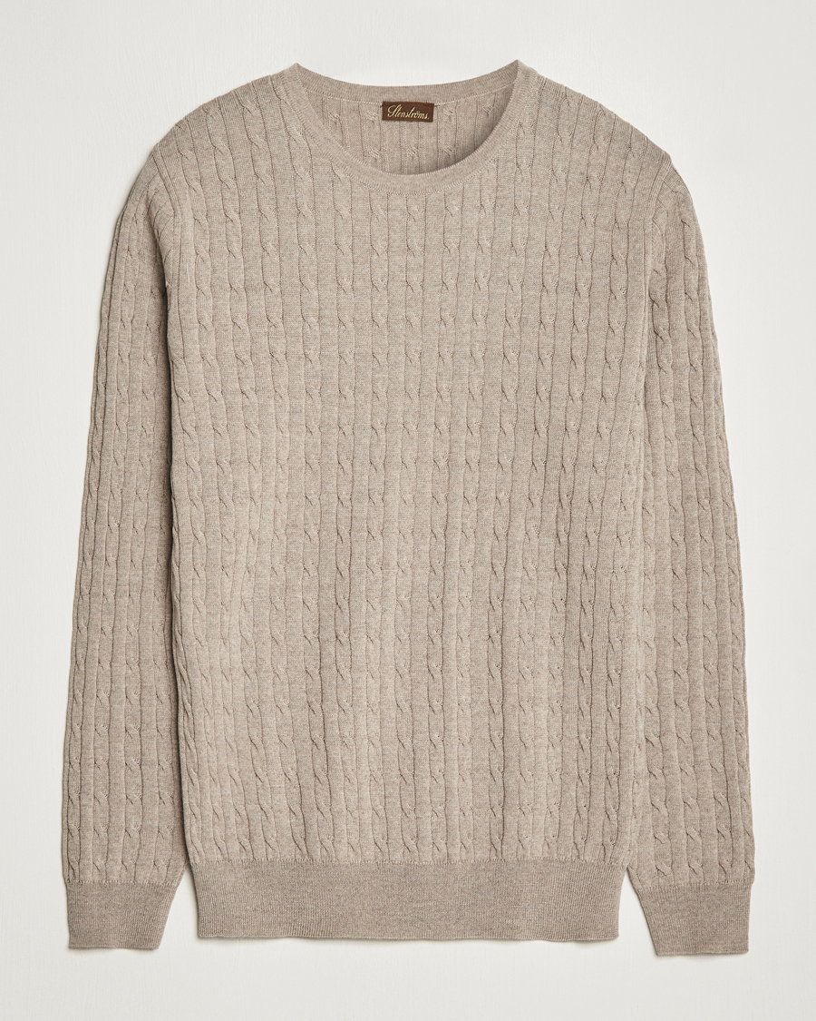 Homme | Pulls Et Tricots | Stenströms | Merino Cable Crew Neck Beige