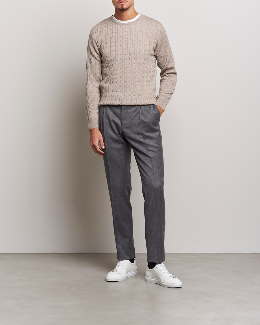 Homme | Pulls Et Tricots | Stenströms | Merino Cable Crew Neck Beige