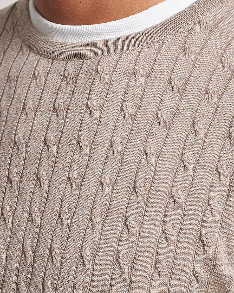Homme | Pulls Et Tricots | Stenströms | Merino Cable Crew Neck Beige