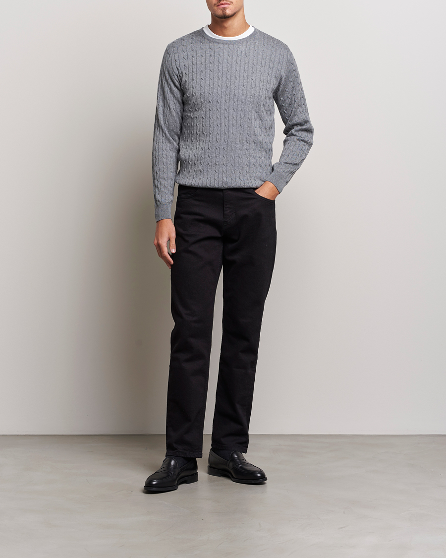 Homme | Pulls Et Tricots | Stenströms | Merino Cable Crew Neck Grey