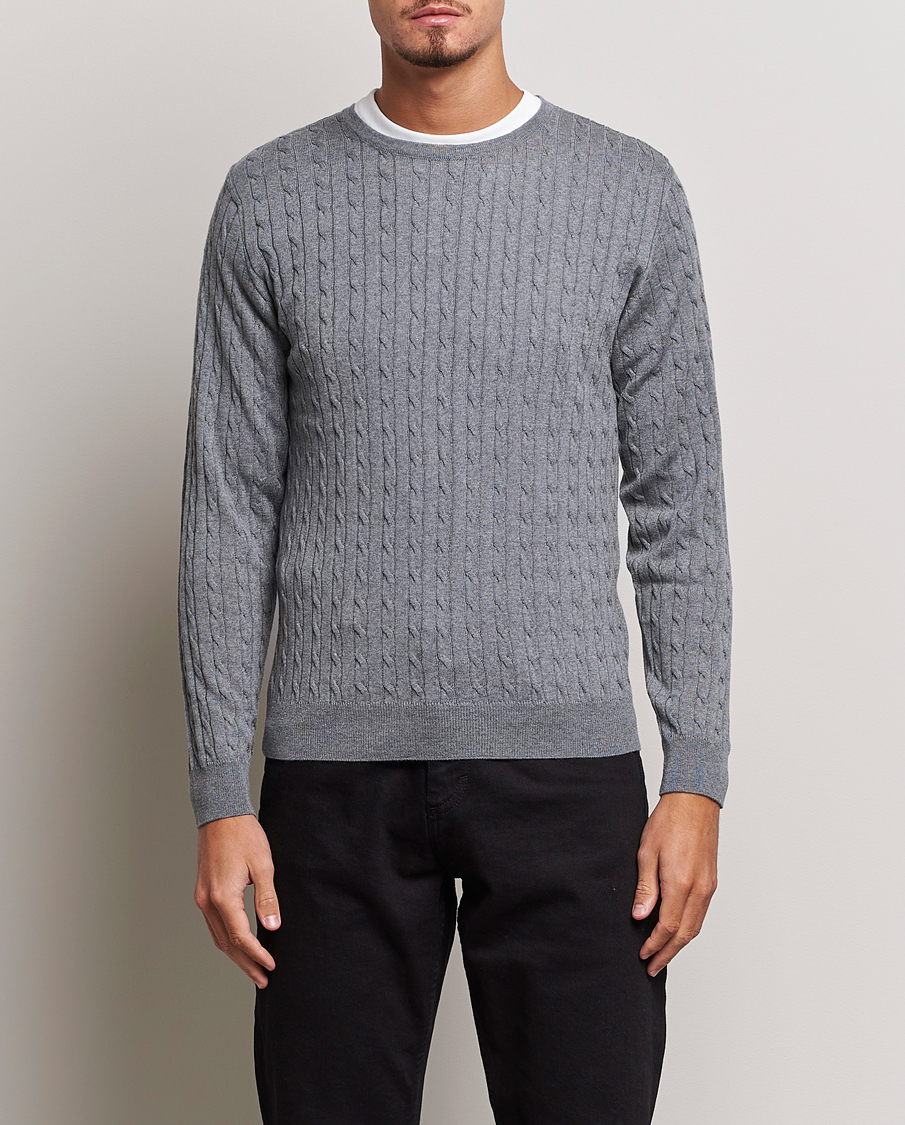 Homme | Pulls Et Tricots | Stenströms | Merino Cable Crew Neck Grey