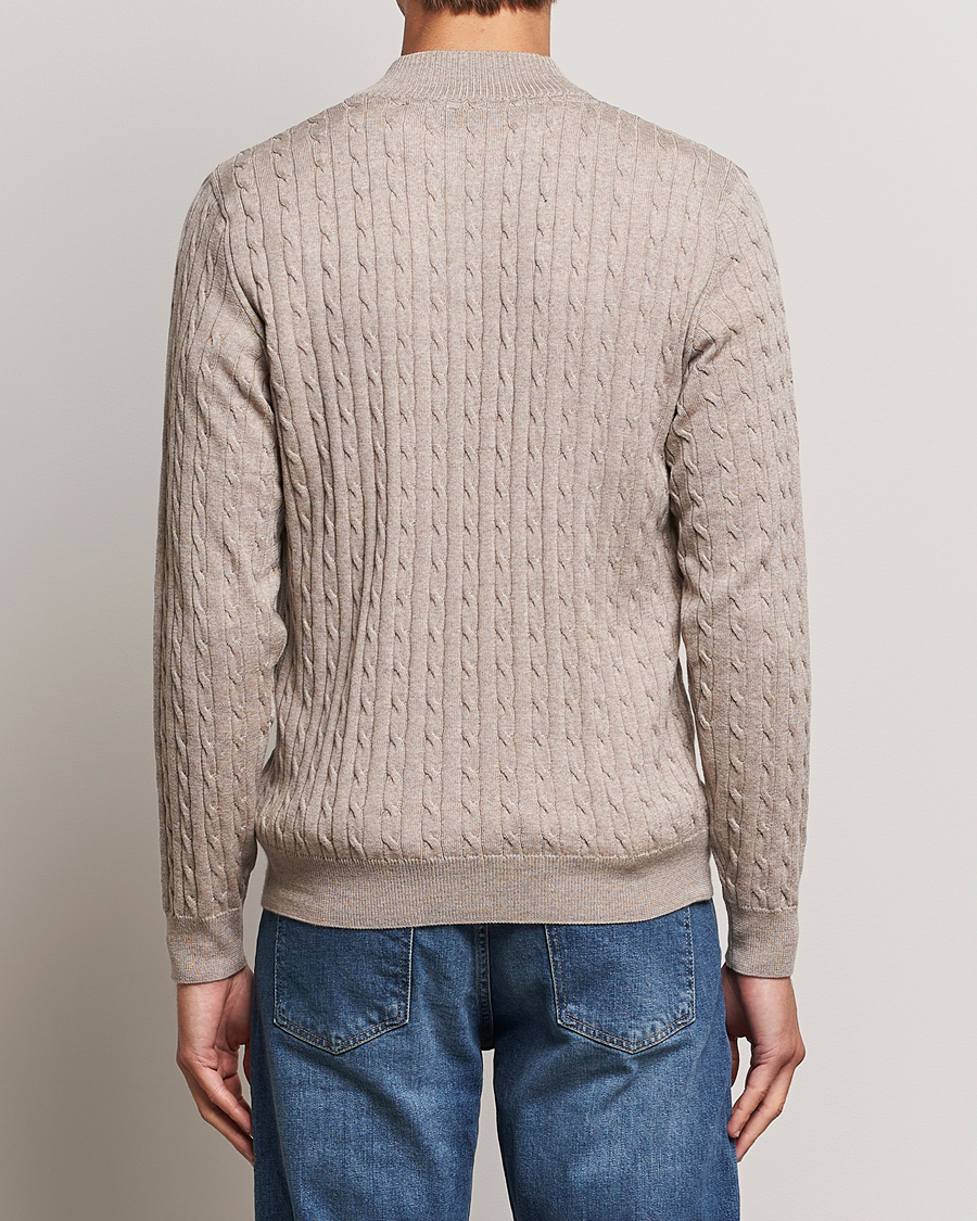 Homme | Pulls Et Tricots | Stenströms | Merino Cable Half Zip Beige