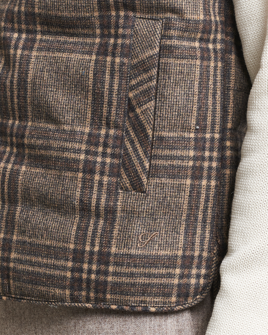 Homme | Manteaux Et Vestes | Stenströms | Checked Wool Flannel Vest Brown