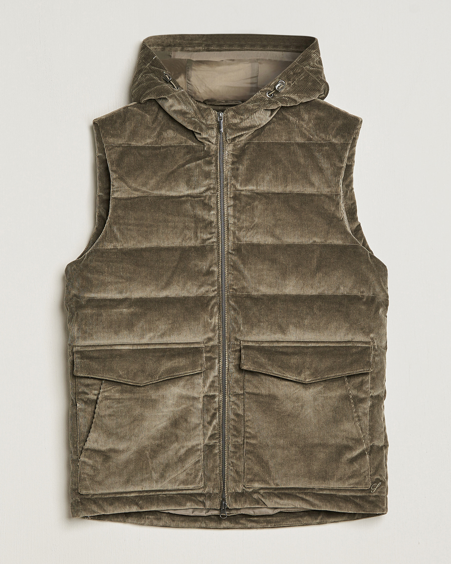 Homme | Manteaux Et Vestes | Stenströms | Hooded Corduroy Vest Brown