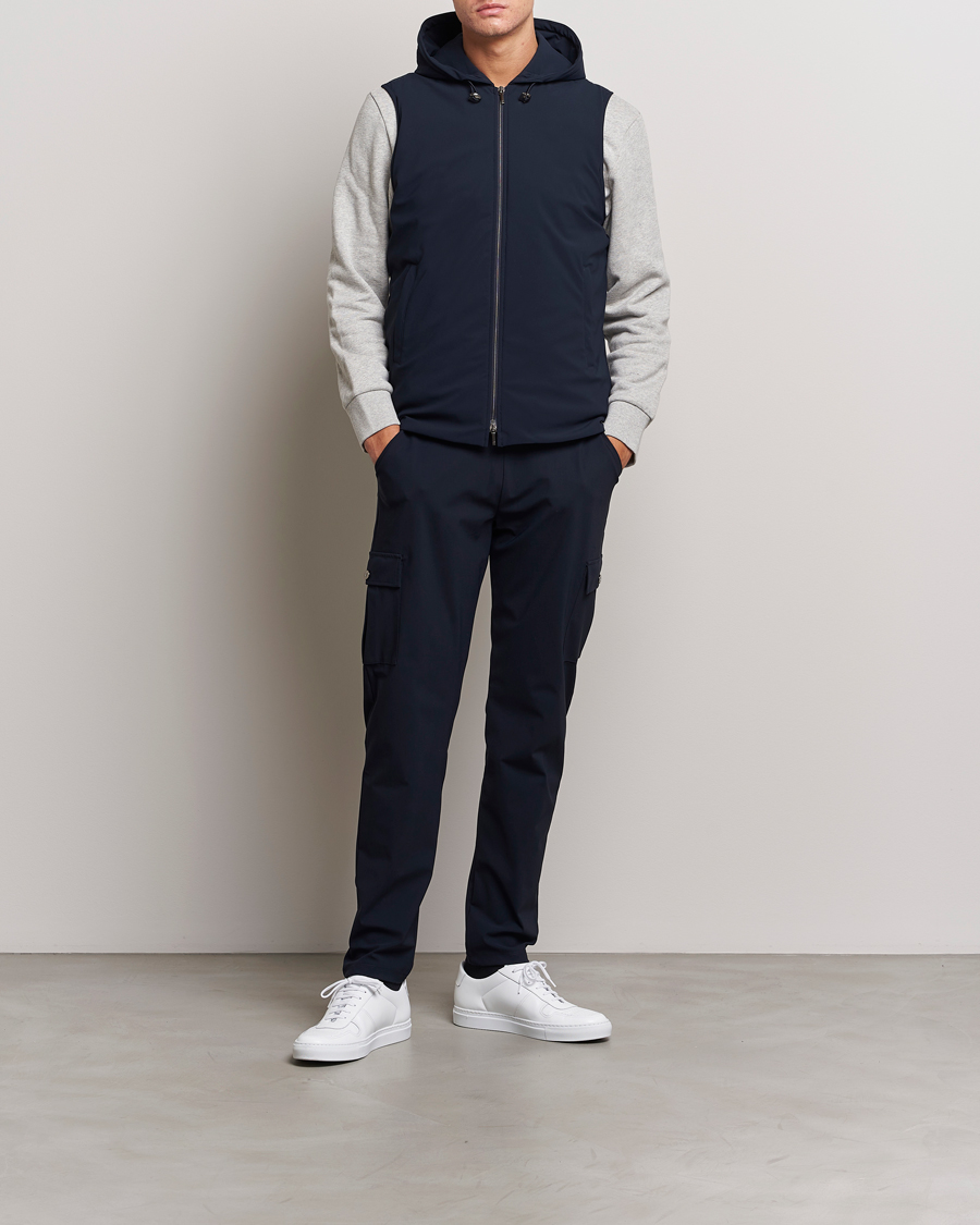 Homme | Manteaux Et Vestes | Stenströms | Active Jersey Leisure Hood Vest Navy