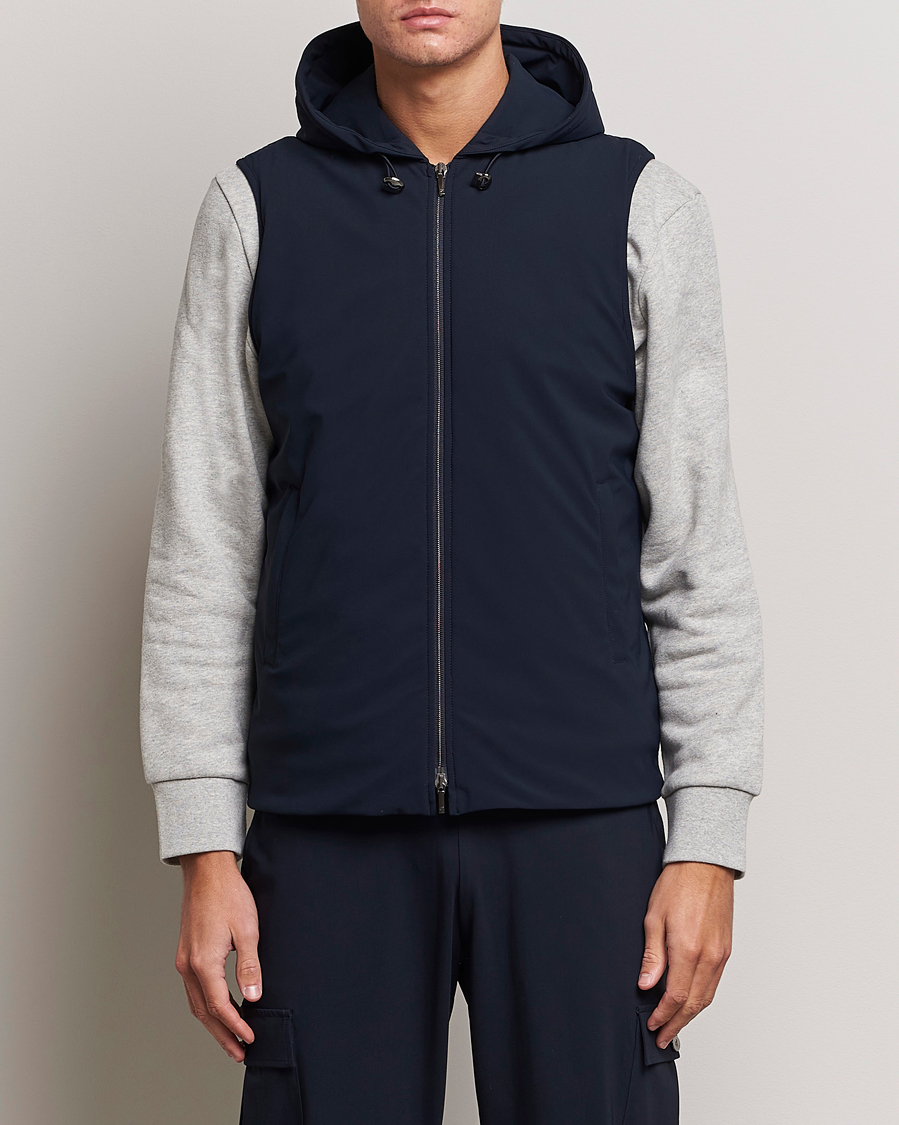 Homme | Manteaux Et Vestes | Stenströms | Active Jersey Leisure Hood Vest Navy