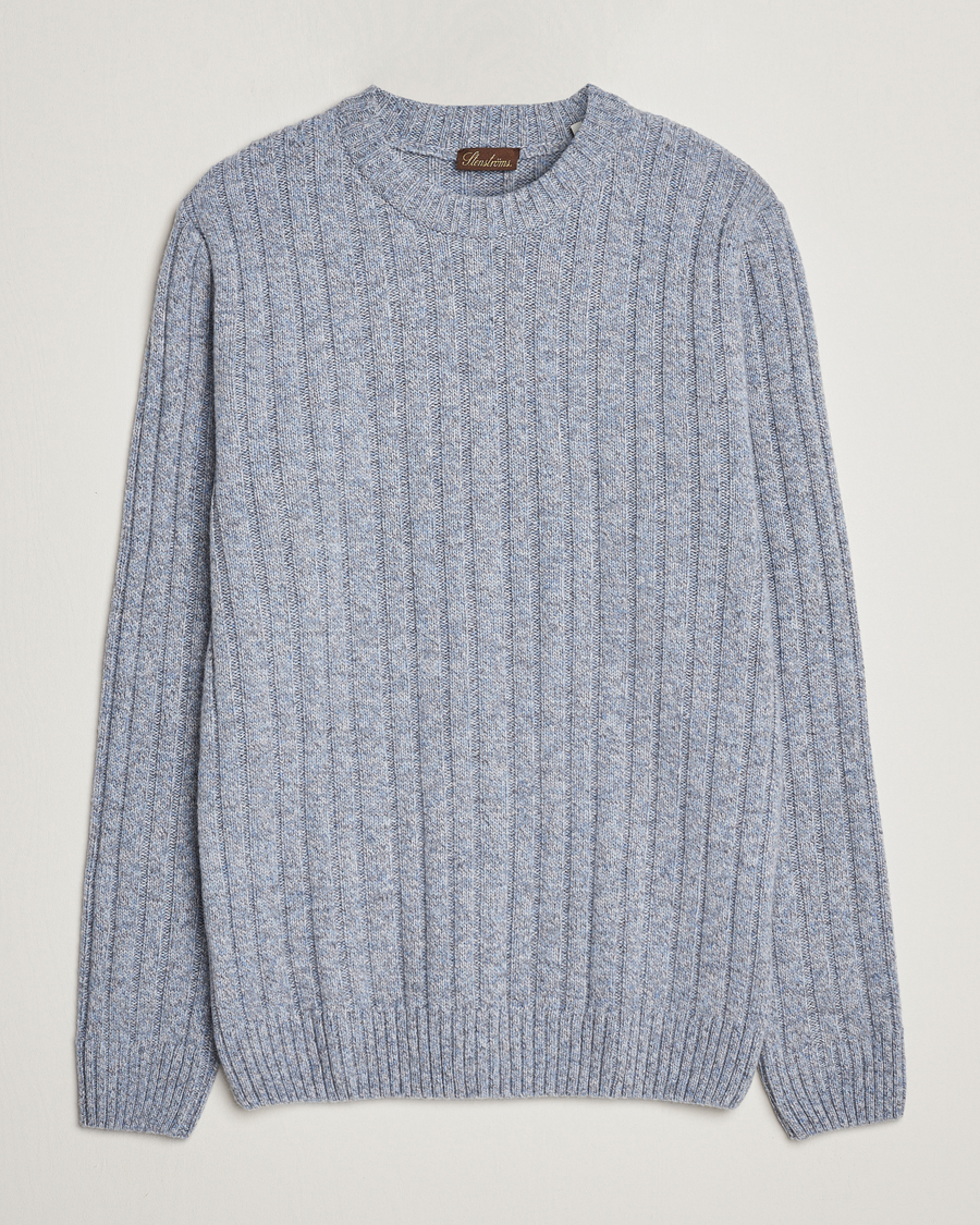 Homme | Pulls Et Tricots | Stenströms | Super Geelong Merino Crewneck Blue/Grey