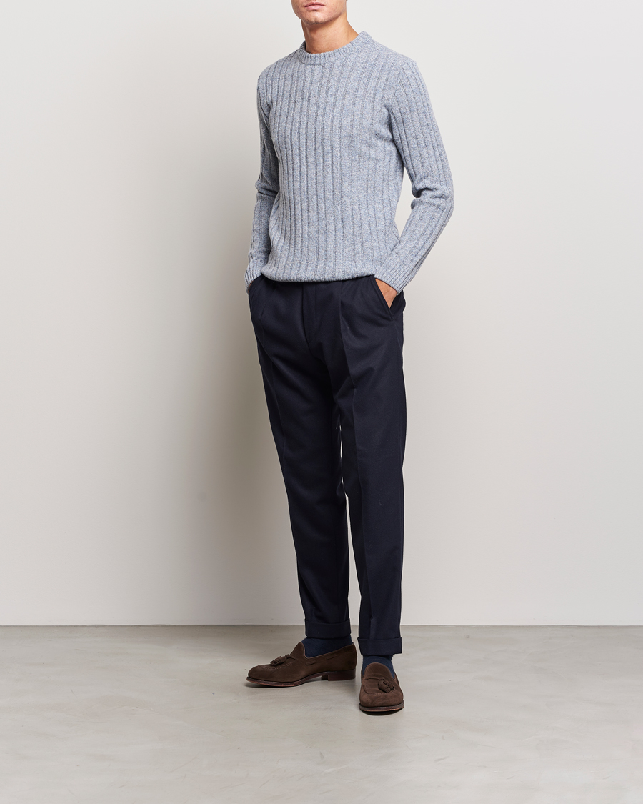 Homme | Pulls Et Tricots | Stenströms | Super Geelong Merino Crewneck Blue/Grey
