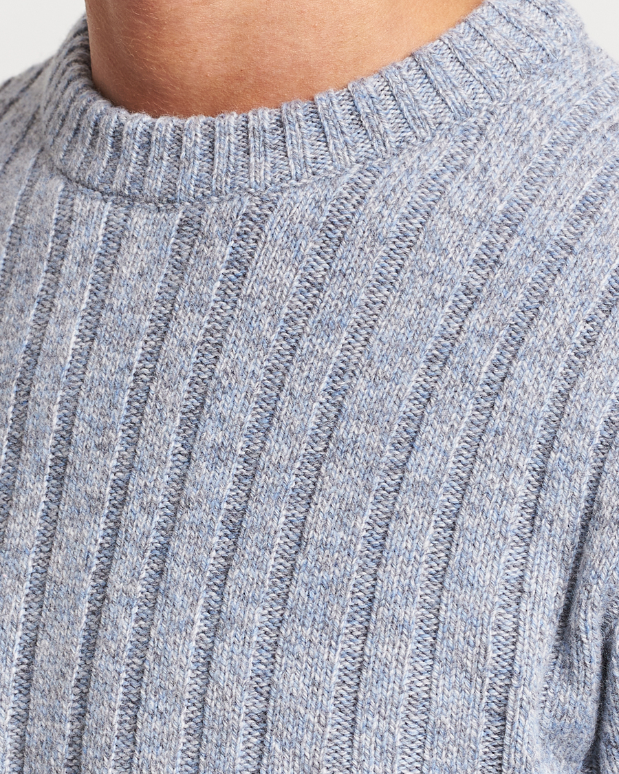 Homme | Pulls Et Tricots | Stenströms | Super Geelong Merino Crewneck Blue/Grey