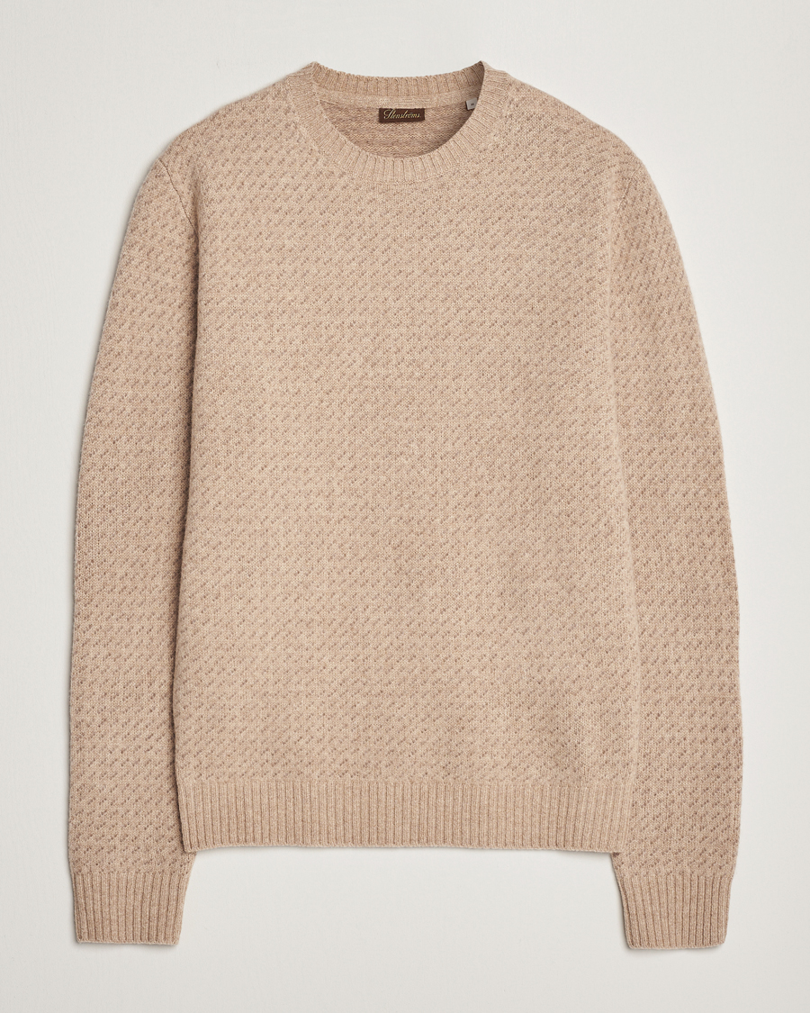 Homme | Pulls Et Tricots | Stenströms | Patterned Yak Merino Crewneck Beige
