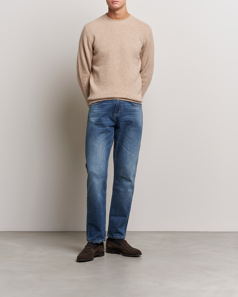 Homme | Pulls Et Tricots | Stenströms | Patterned Yak Merino Crewneck Beige