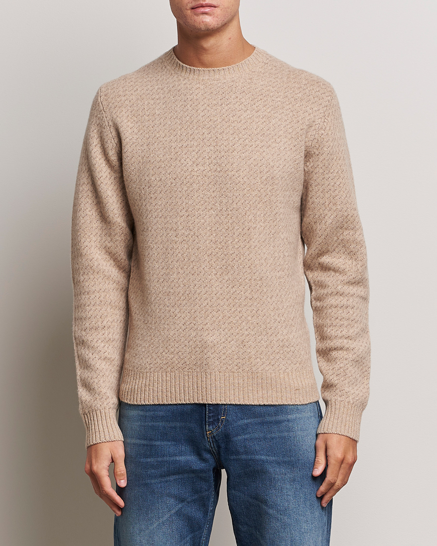 Homme | Pulls Et Tricots | Stenströms | Patterned Yak Merino Crewneck Beige