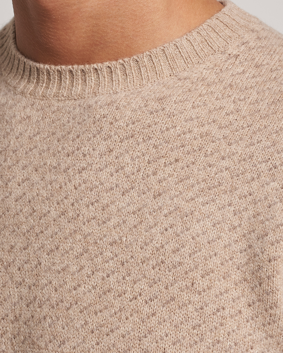 Homme | Pulls Et Tricots | Stenströms | Patterned Yak Merino Crewneck Beige