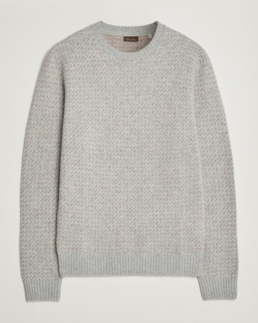 Homme | Pulls Et Tricots | Stenströms | Patterned Yak Merino Crewneck Grey