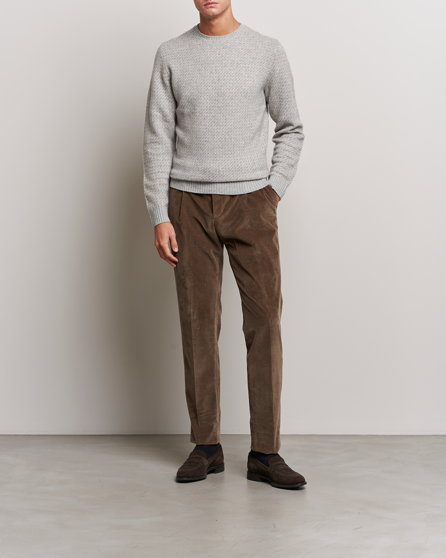 Homme | Pulls Et Tricots | Stenströms | Patterned Yak Merino Crewneck Grey